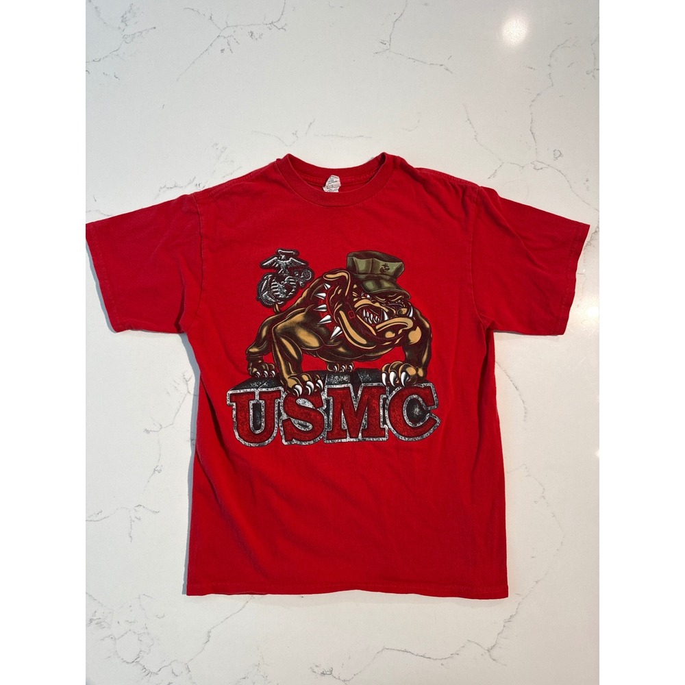 Kids USMC United States Marine Corps Graphic T-Shirt Red Short Sleeve